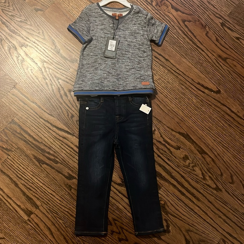 7 for all mankind 24M boys short sleeve outfit with jeans new nwt